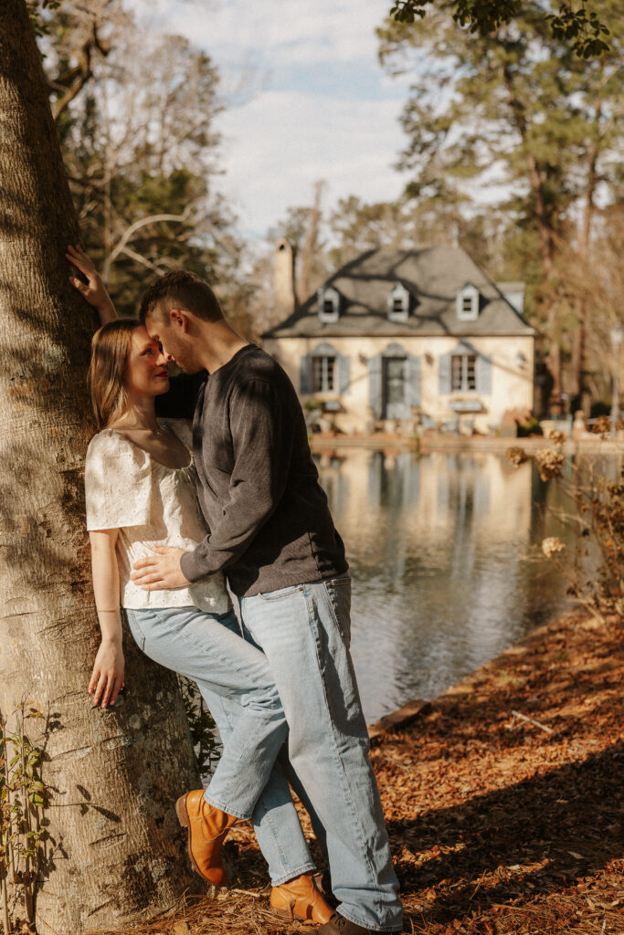 Couples engagement session at Bath Gardens in Blythe GA
