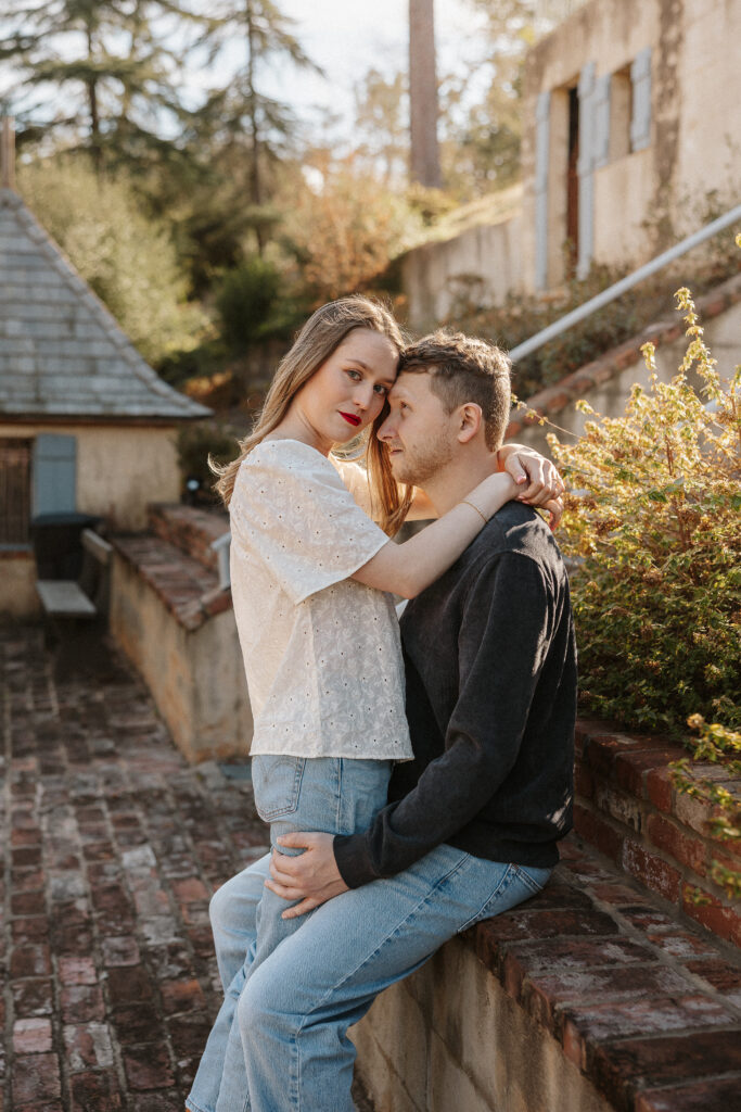 Romantic couples portraits at Bath Gardens in Blythe Georgia
