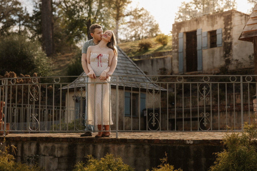 Martha and Sebastian engagement session at Bath Gardens in Blythe GA
